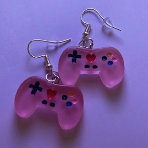 Earrings Gamer Girl Handmade Streamer Valentines Gift Jewelry Kawaii Pink Xbox